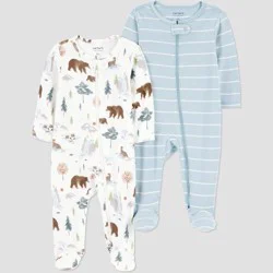 Carter's Just One You® Baby Boys' 2pk Forest/Striped Sleep N' Play - Blue 6M