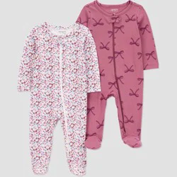 Carter's Just One You® Baby Girls' 2pk Bows Sleep N' Play - Burgundy 6M