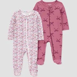 Carter's Just One You® Baby Girls' 2pk Bows Sleep N' Play - Burgundy 6M