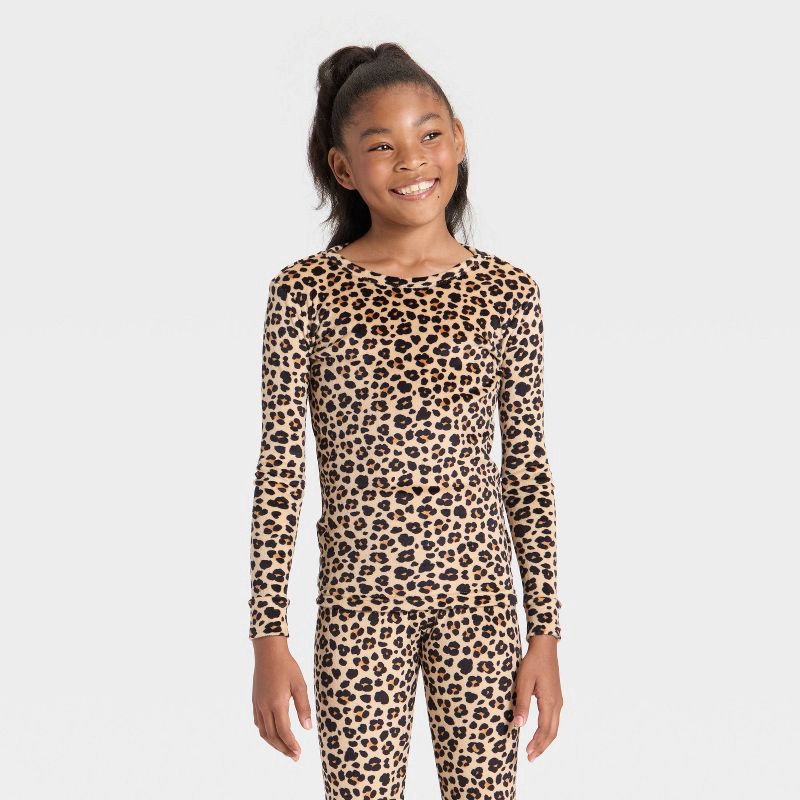 slide 3 of 4, Kids' Long Sleeve Snuggly Soft Pajama Set - Cat & Jack™ Beige 8, 1 ct