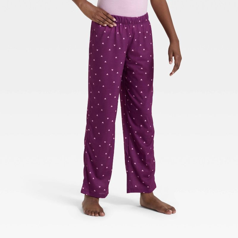 slide 4 of 4, Girls' Short Sleeve Graphic T-Shirt and Pants Pajama Set - Cat & Jack™ Pink L, 1 ct