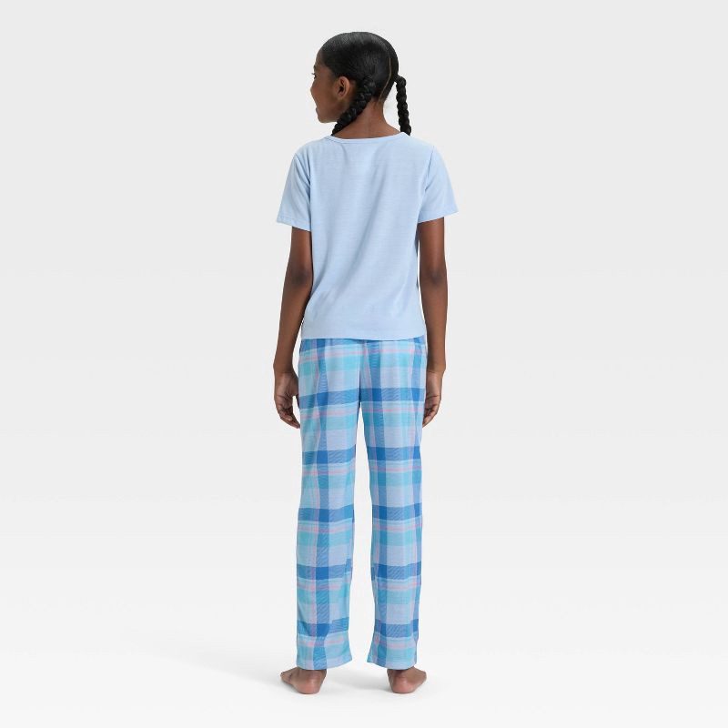 slide 2 of 4, Girls' Short Sleeve Graphic T-Shirt and Pants Pajama Set - Cat & Jack™ Blue M, 1 ct