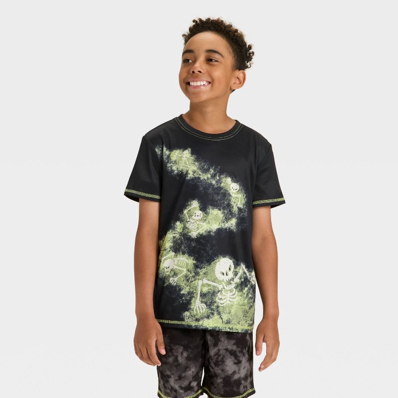 slide 3 of 4, Boys' 2pc Short Sleeve Halloween Pajama Set - Cat & Jack™ Black S, 2 ct