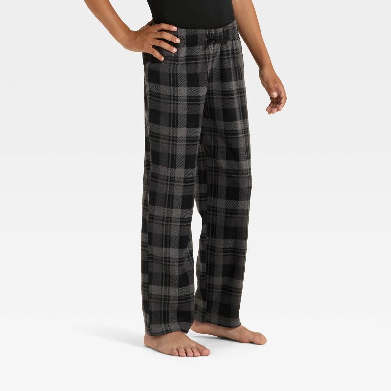 slide 4 of 4, Boys' Short Sleeve T-Shirt and Plaid Fleece Pants Pajama Set - Cat & Jack™ Black L, 1 ct