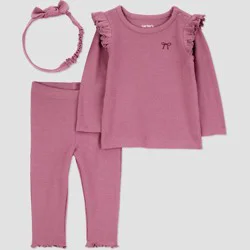 Carter's Just One You® Baby Girls' 3pc Bow Top & Bottom Set - Burgundy Newborn