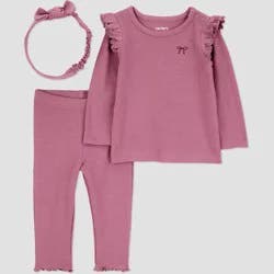 Carter's Just One You® Baby Girls' 3pc Bow Top & Bottom Set - Burgundy 9M