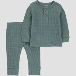 Carter's Just One You® Baby Boys' 2pc Texture Top & Bottom Set - Green Newborn