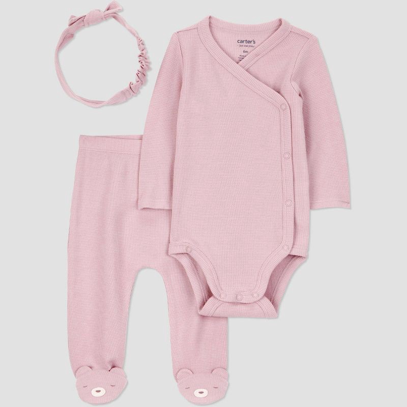 slide 1 of 4, Carter's Just One You® Baby Girls' 3pc Top & Bottom Set - Pink Preemie, 3 ct