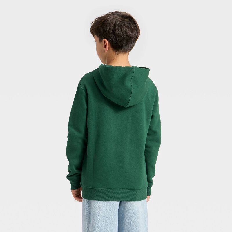 slide 2 of 3, Boys' Fleece Zip-Up Hooded Sweatshirt - Cat & Jack™ Dark Green L, 1 ct