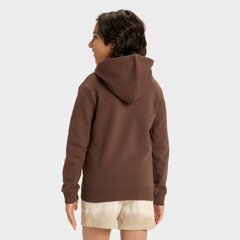 slide 2 of 3, Boys' Fleece Zip-Up Hooded Sweatshirt - Cat & Jack™ Brown S, 1 ct