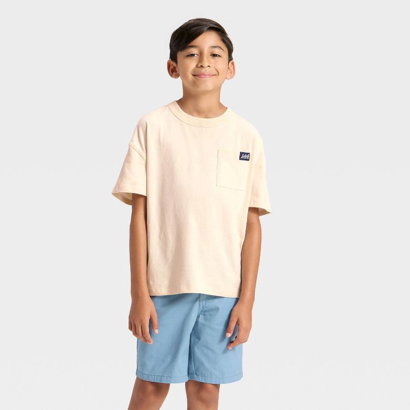 slide 1 of 3, Boys' Short Sleeve Oversized Fit T-Shirt - Cat & Jack™ Off-White XL, 1 ct
