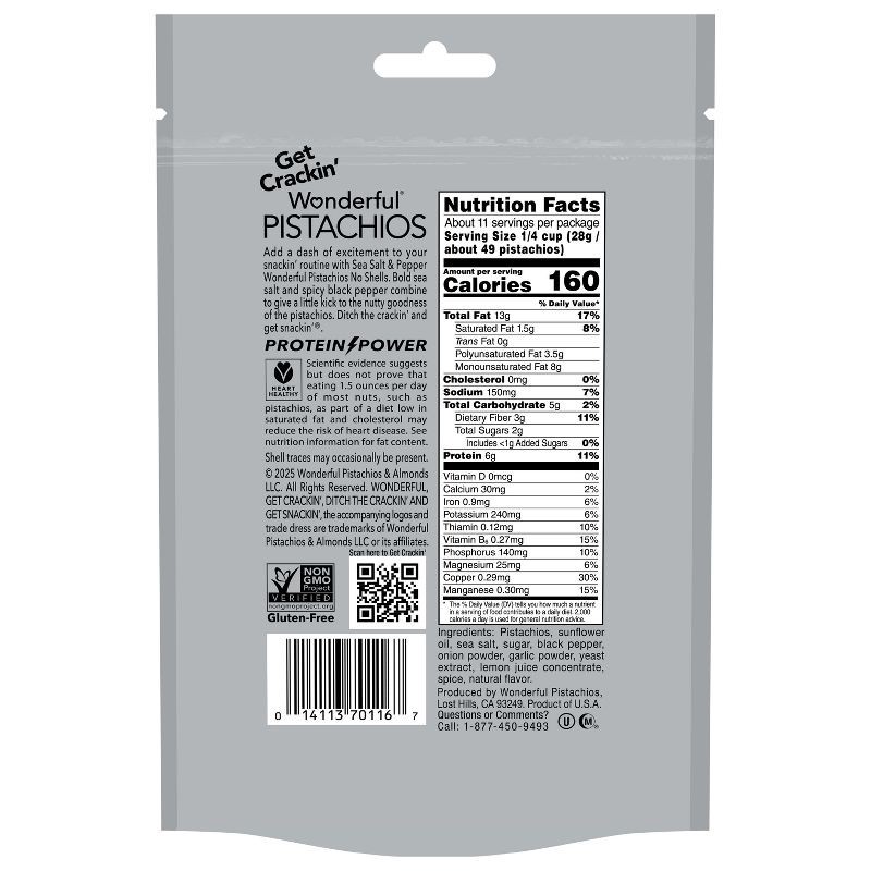 slide 6 of 9, Wonderful Pistachios No Shell Sea Salt & Pepper - 11oz, 11 oz