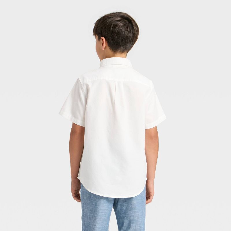 slide 2 of 3, Boys' Short Sleeve Button-Down Shirt - Cat & Jack™ White L, 1 ct