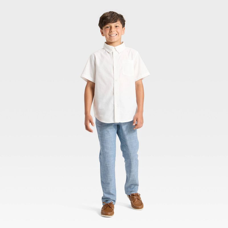 slide 3 of 3, Boys' Short Sleeve Button-Down Shirt - Cat & Jack™ White XL, 1 ct