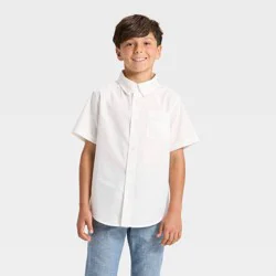 Boys' Short Sleeve Button-Down Shirt - Cat & Jack™ White XL