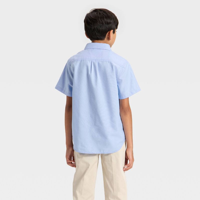 slide 2 of 3, Boys' Short Sleeve Button-Down Shirt - Cat & Jack™ Blue S, 1 ct