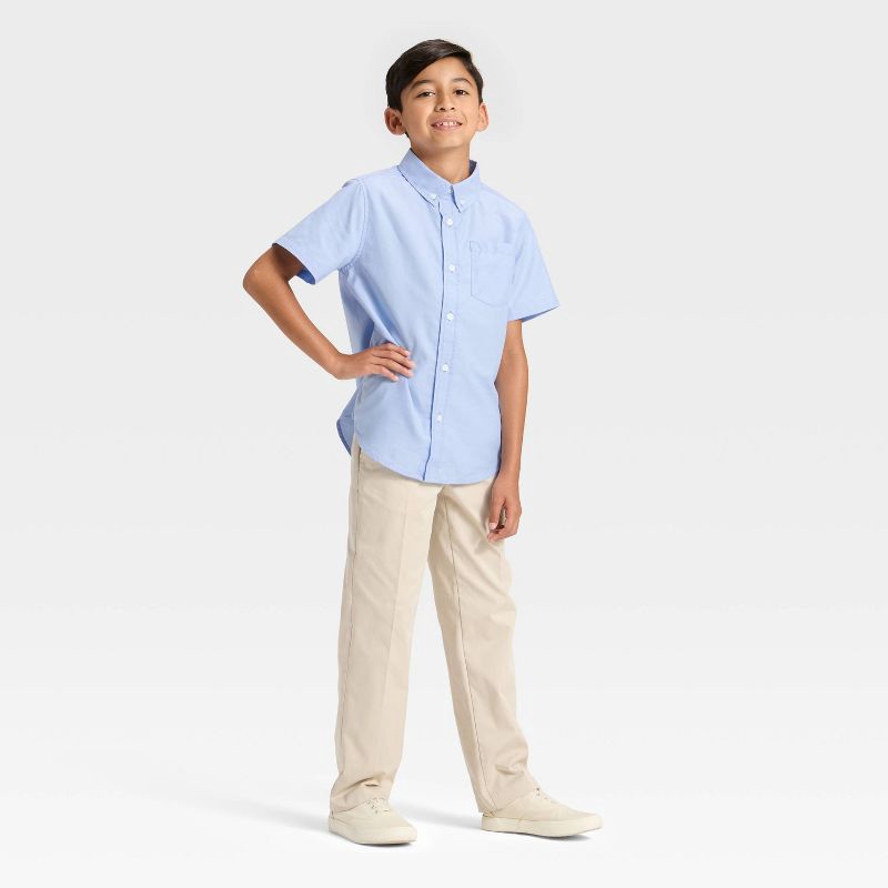 slide 3 of 3, Boys' Short Sleeve Button-Down Shirt - Cat & Jack™ Blue L, 1 ct