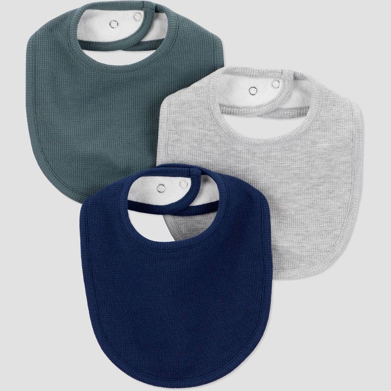 slide 1 of 4, Carter's Just One You® Baby Boys' 3pk Bibs - Navy Gray/Green, 3 ct