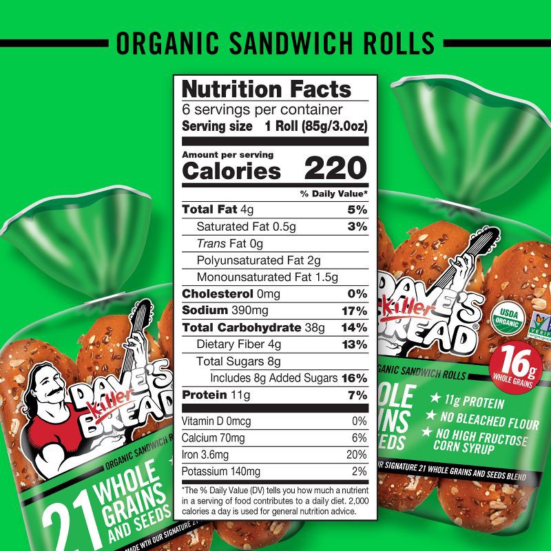 slide 6 of 8, Dave's Killer Bread 21 Whole Grains and Seeds Sandwich Rolls - 18oz, 18 oz