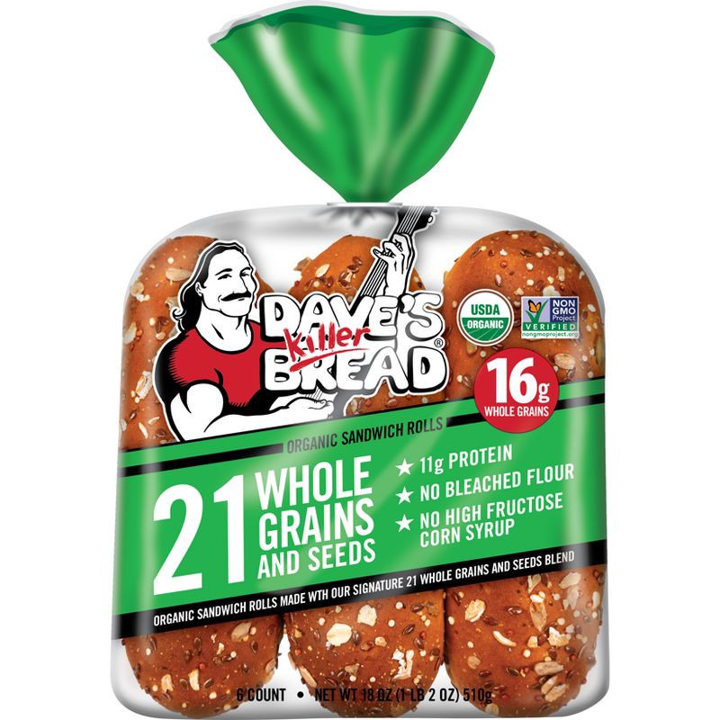 slide 7 of 8, Dave's Killer Bread 21 Whole Grains and Seeds Sandwich Rolls - 18oz, 18 oz