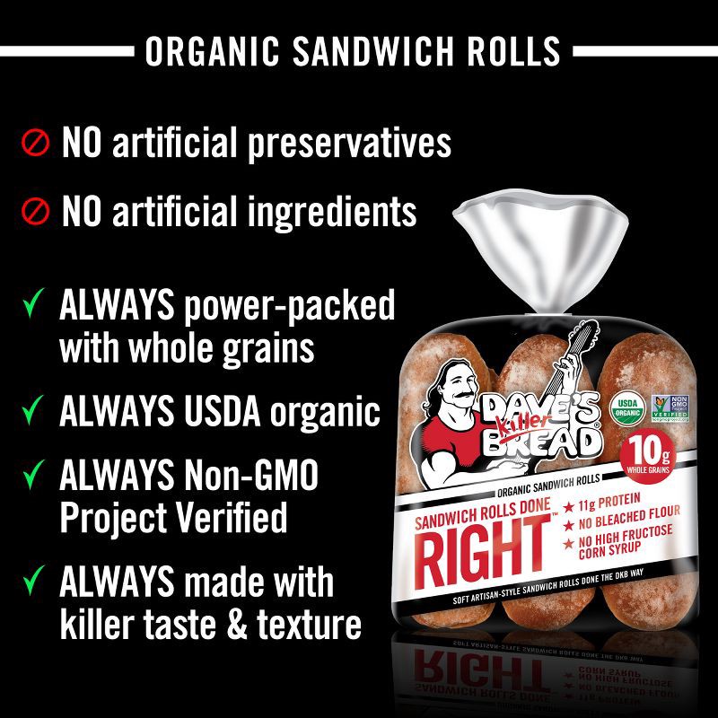 slide 3 of 8, Dave's Killer Bread Sandwich Rolls Done Right - 18oz, 18 oz