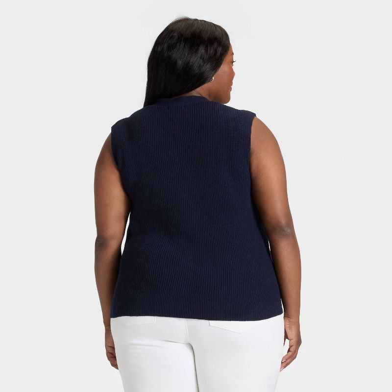 slide 2 of 3, Women's Shaker Stitch Button-Front Cardigan Sweater - Ava & Viv™ Navy Blue 3X, 1 ct