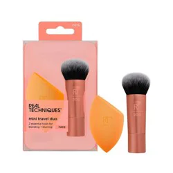 Real Techniques Mini Brush and MCS Sponge Duo: Synthetic Bristle, Blending, Travel Size
