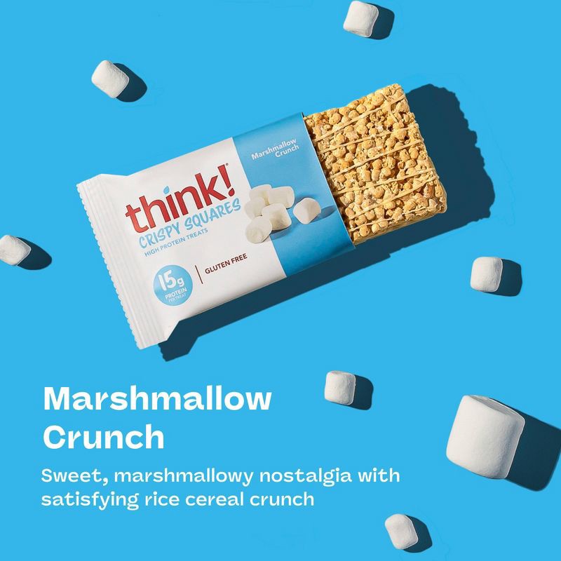 slide 5 of 8, think! Marshmallow Crunch High Protein Crispy Squares - 15g Protein - 1.48oz/4ct, 15 gram, 1.48 oz, 4 ct