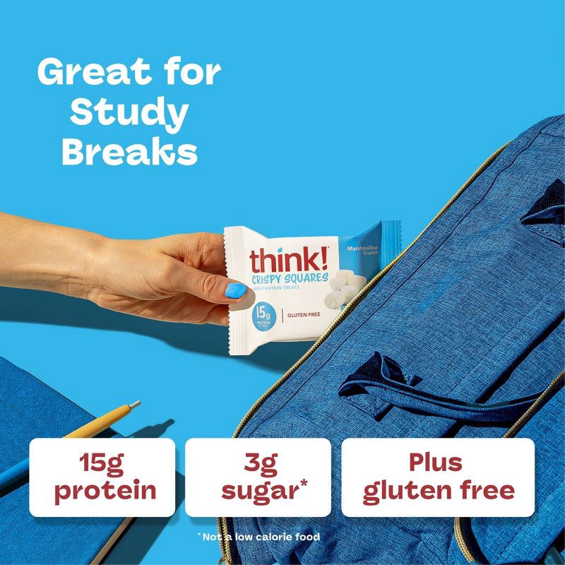 slide 7 of 8, think! Marshmallow Crunch High Protein Crispy Squares - 15g Protein - 1.48oz/4ct, 15 gram, 1.48 oz, 4 ct