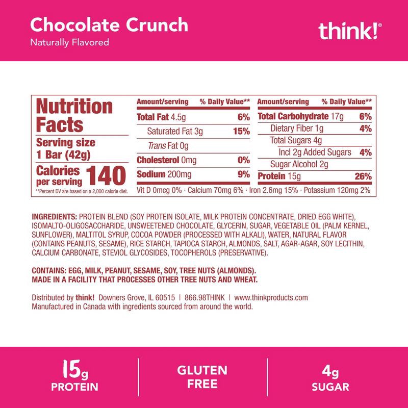 slide 2 of 8, think! Chocolate Crunch High Protein Crispy Squares - 15g Protein - 1.48oz/4ct, 15 gram, 1.48 oz, 4 ct
