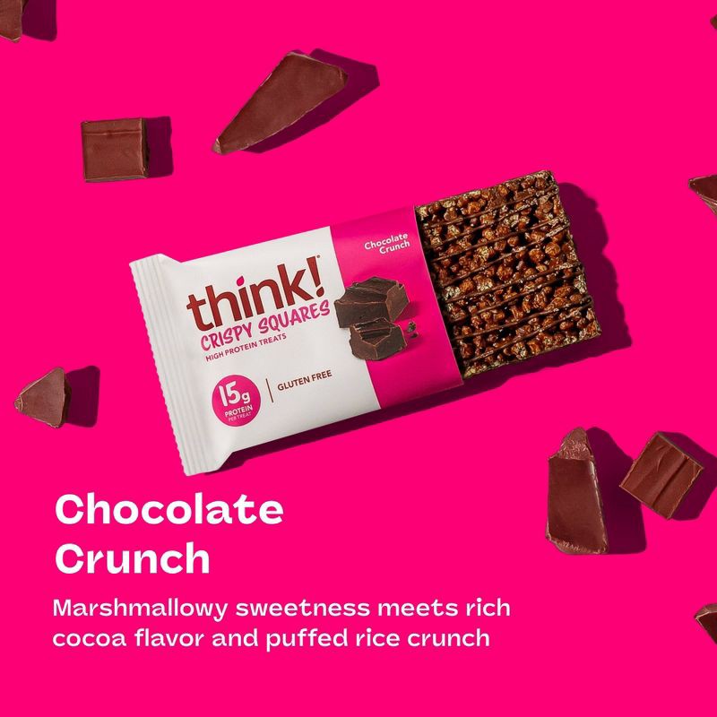 slide 5 of 8, think! Chocolate Crunch High Protein Crispy Squares - 15g Protein - 1.48oz/4ct, 15 gram, 1.48 oz, 4 ct