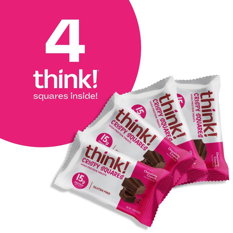 slide 4 of 8, think! Chocolate Crunch High Protein Crispy Squares - 15g Protein - 1.48oz/4ct, 15 gram, 1.48 oz, 4 ct