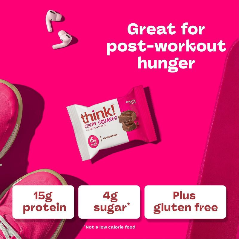 slide 7 of 8, think! Chocolate Crunch High Protein Crispy Squares - 15g Protein - 1.48oz/4ct, 15 gram, 1.48 oz, 4 ct