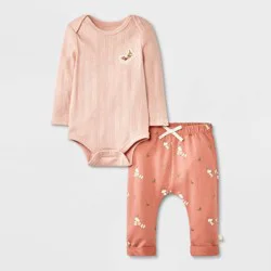 Baby 2pc Little Snoopy Halloween Long Sleeve Bodysuit & Bottom Set - Pink Newborn