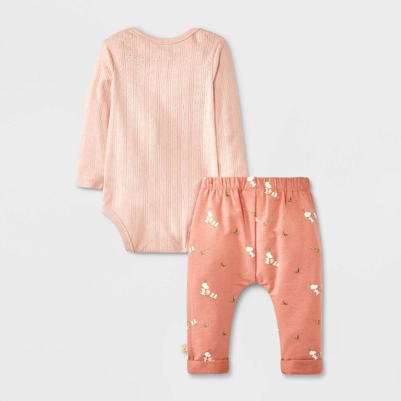 slide 6 of 9, Baby 2pc Little Snoopy Halloween Long Sleeve Bodysuit & Bottom Set - Pink 6-9M, 2 ct