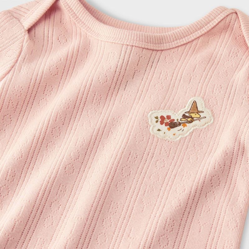 slide 2 of 9, Baby 2pc Little Snoopy Halloween Long Sleeve Bodysuit & Bottom Set - Pink 6-9M, 2 ct