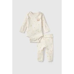 Baby 2pc Little Snoopy Halloween Long Sleeve Bodysuit & Bottom Set - White Newborn