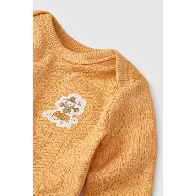 slide 6 of 9, Baby 2pc Little Snoopy Halloween Long Sleeve Bodysuit & Bottom Set - Orange 3-6M, 2 ct