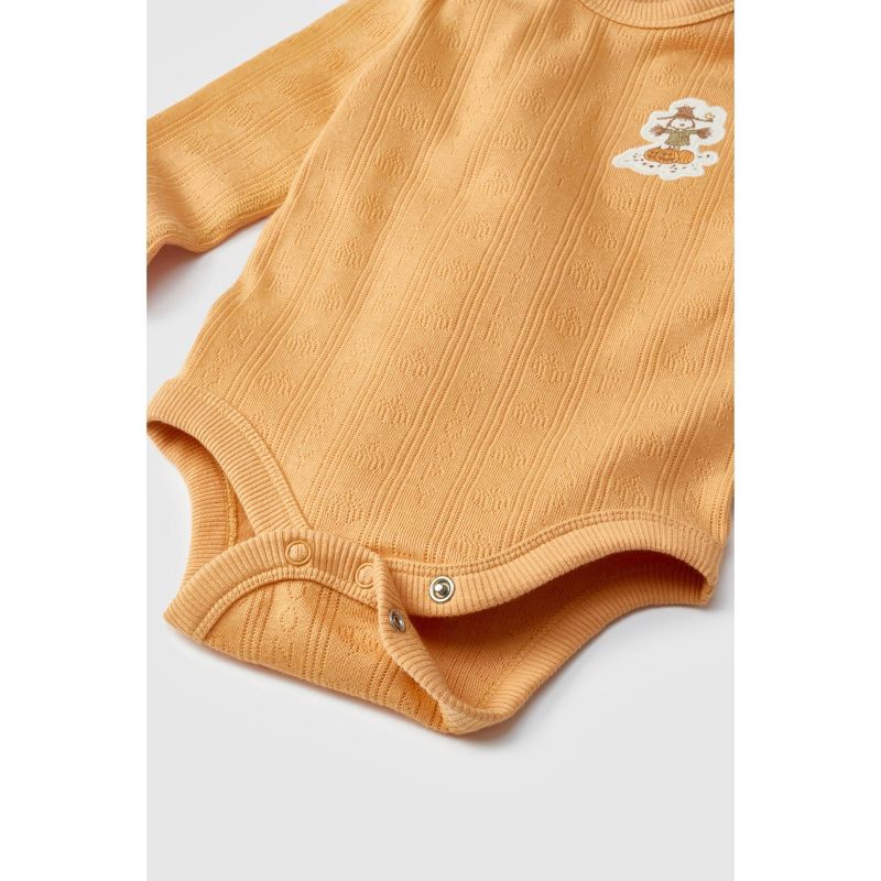 slide 5 of 9, Baby 2pc Little Snoopy Halloween Long Sleeve Bodysuit & Bottom Set - Orange 3-6M, 2 ct