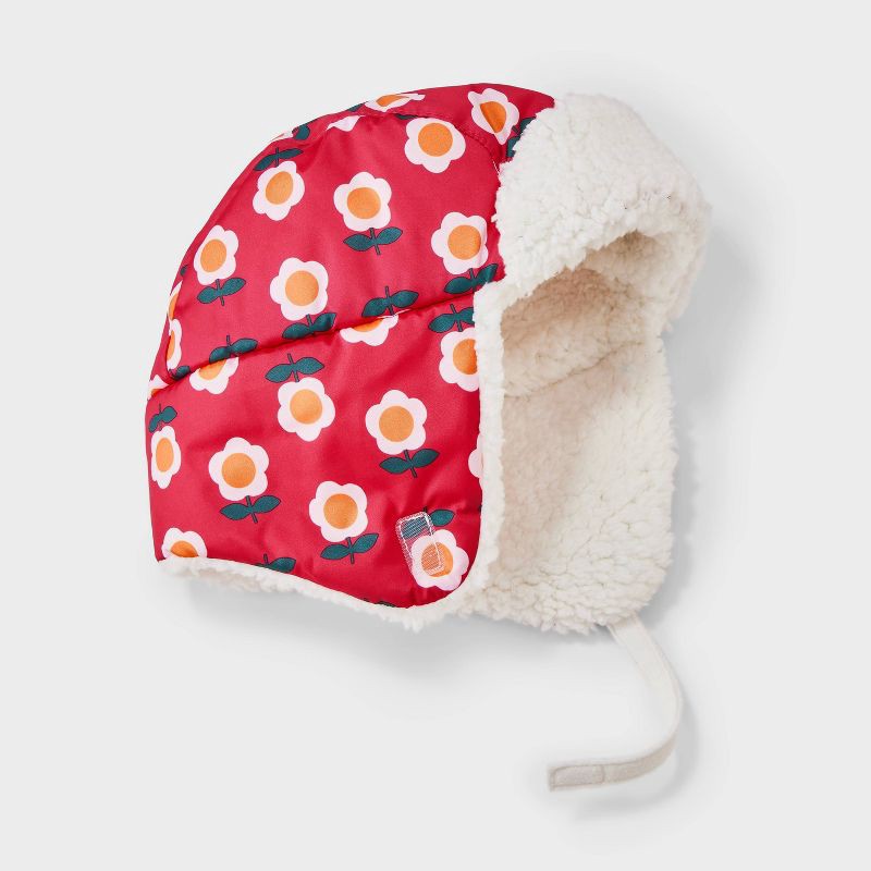 slide 2 of 3, Toddler Girls' Cozy Lined Quilted Floral Trapper Hat - Cat & Jack™ Pink 12-24M, 1 ct