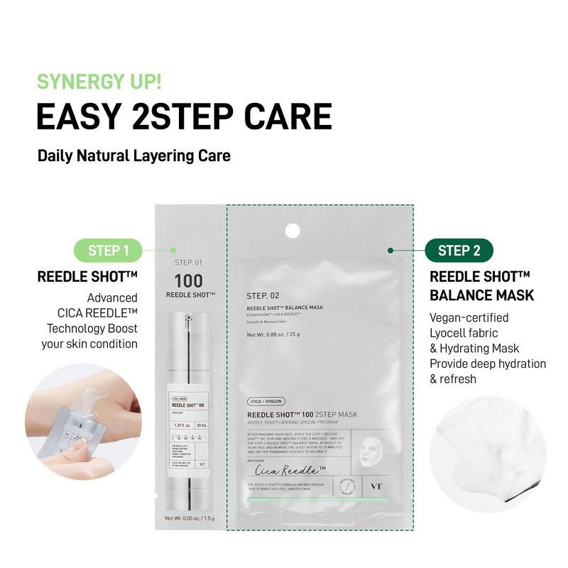 slide 3 of 8, VT Cosmetics Reedle Shot 100 2-Step Sheet Mask, 1 ct