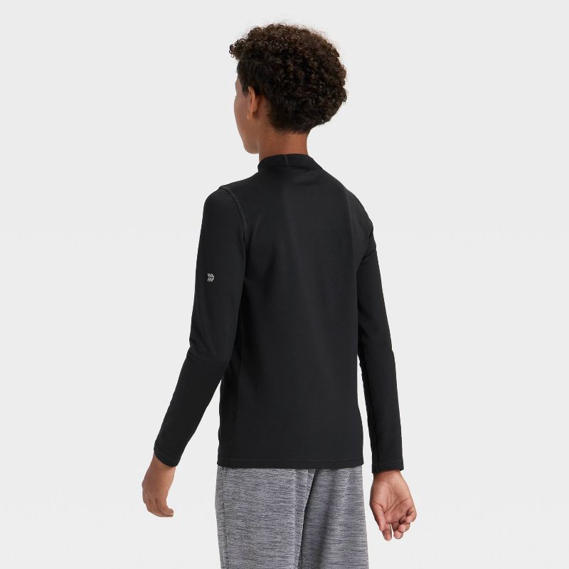 slide 2 of 3, Boys' Cozy Long Sleeve Fitted Mock Neck T-Shirt - All In Motion™ Black S, 1 ct