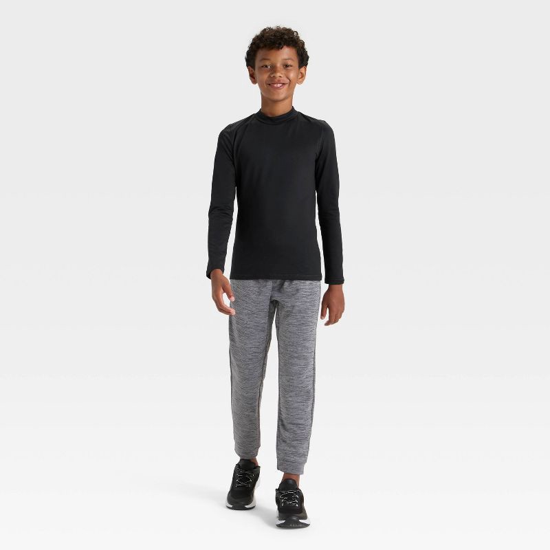 slide 3 of 3, Boys' Cozy Long Sleeve Fitted Mock Neck T-Shirt - All In Motion™ Black L, 1 ct