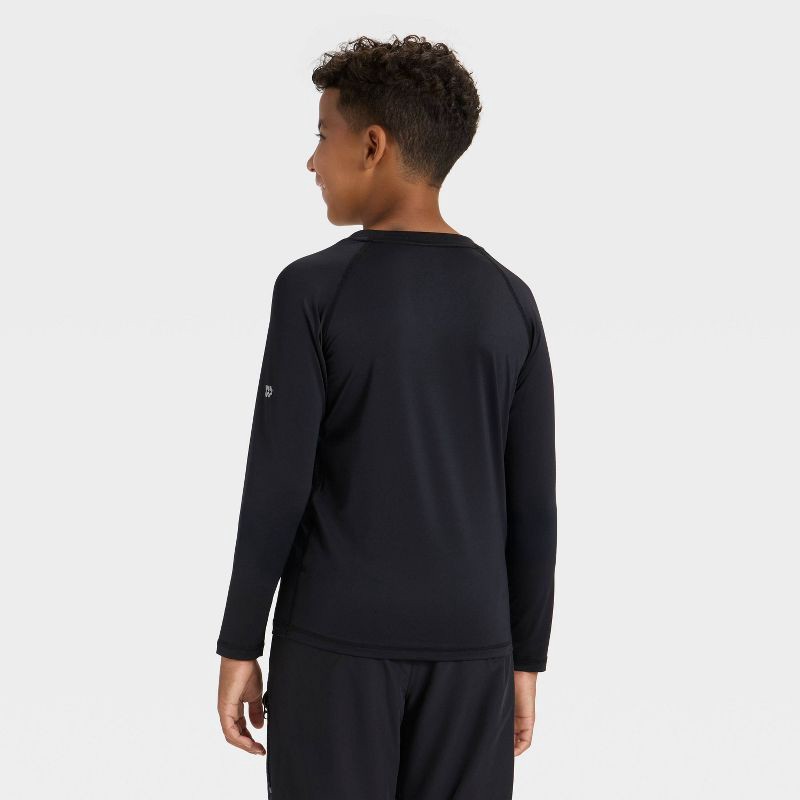 slide 2 of 3, Boys' Long Sleeve Fitted T-Shirt - All In Motion™ Black M, 1 ct