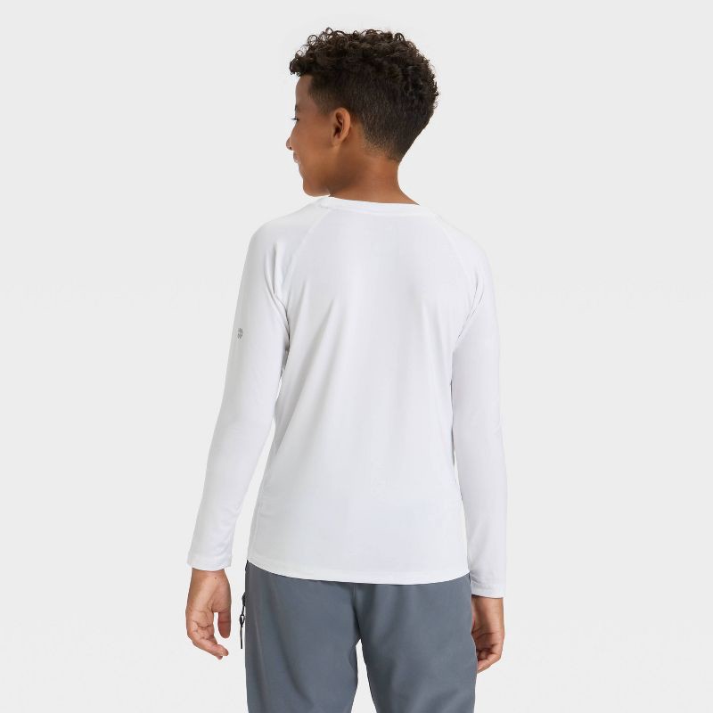 slide 2 of 3, Boys' Long Sleeve Fitted T-Shirt - All In Motion™ White XS, 1 ct