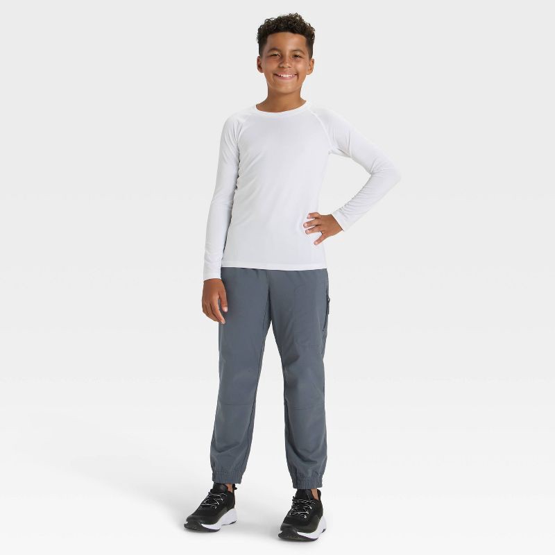 slide 3 of 3, Boys' Long Sleeve Fitted T-Shirt - All In Motion™ White M, 1 ct