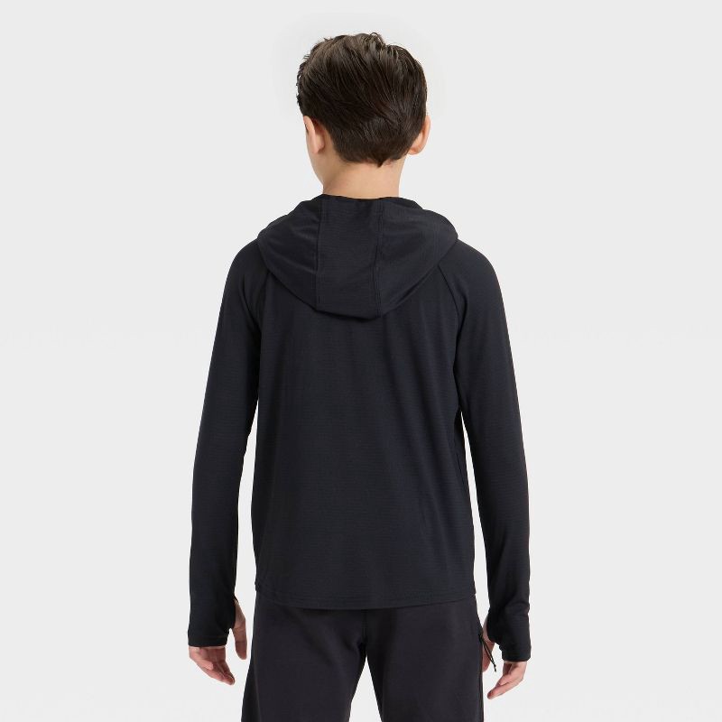 slide 2 of 3, Boys' Raglan Hooded T-Shirt - All In Motion™ Black XL, 1 ct