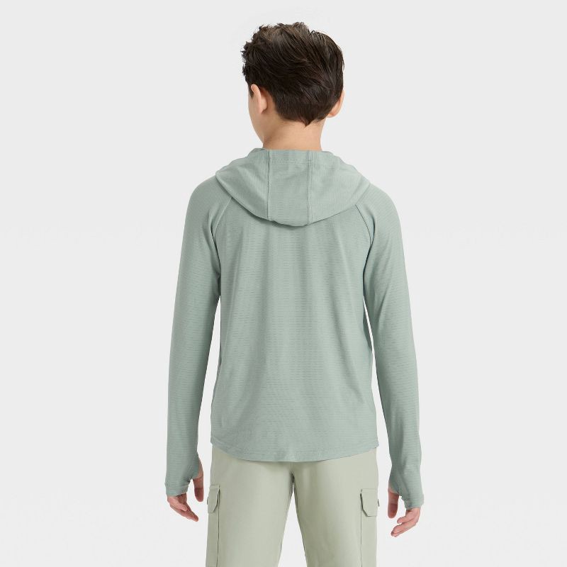 slide 2 of 3, Boys' Raglan Hooded T-Shirt - All In Motion™ Sage Green M, 1 ct