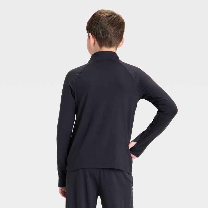 slide 2 of 3, Boys' Soft Stretch 1/4 Zip Pullover - All In Motion™ Black XL, 1 ct