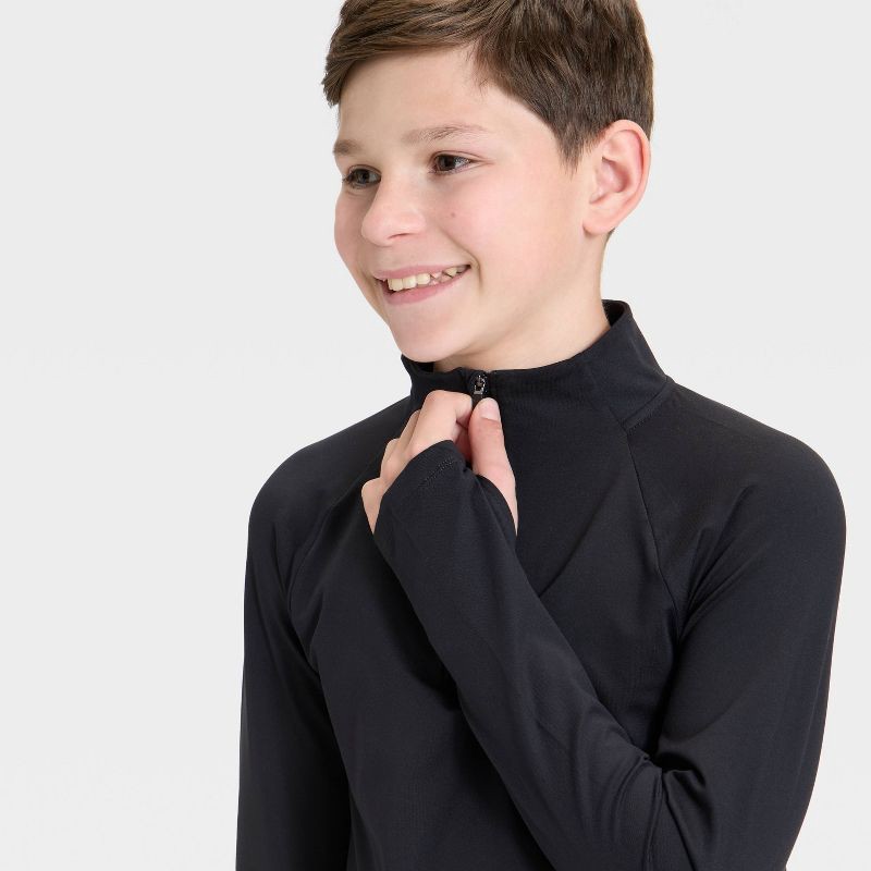 slide 3 of 3, Boys' Soft Stretch 1/4 Zip Pullover - All In Motion™ Black XL, 1 ct